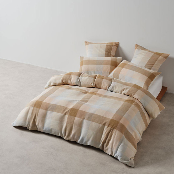 Linen House Wellington Honey quilt cover set in cotton waffle