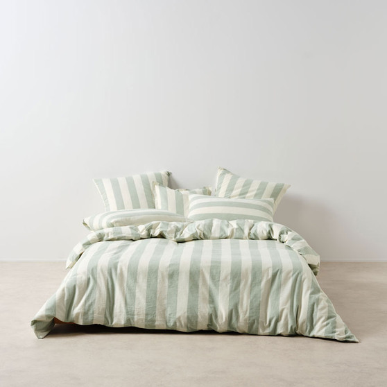 Vintage Stripe Jade Quilt Cover Set