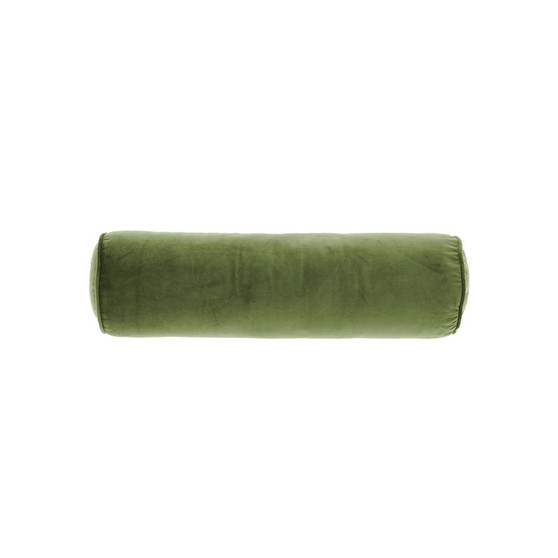 Enrique Velvet Bolster cushion in Leaf colour, 18x60cm with cord-piped ends