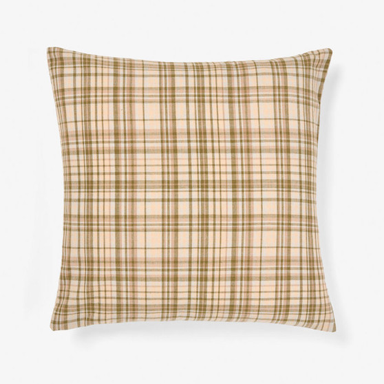 Linen House Sunnymead clay cushion with plaid woven cotton design