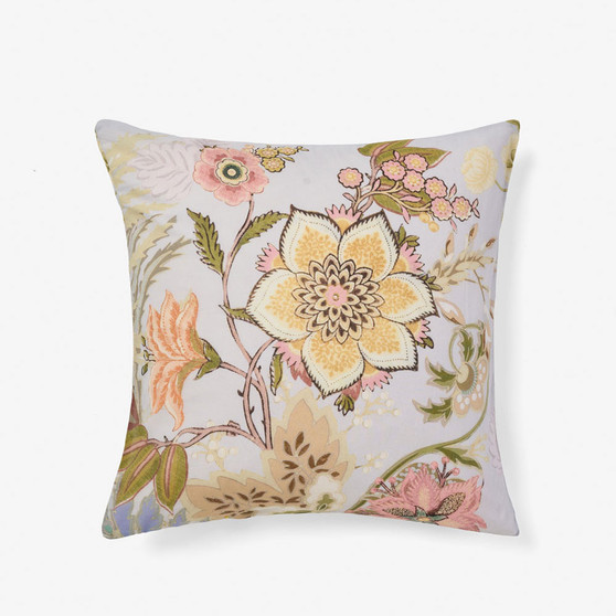 Larissa cushion in tropical chintz design on blue base