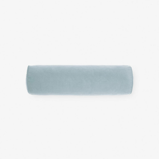 Enrique Velvet Bolster cushion in Hydrangea colour, 18x60cm with cord-piped ends.