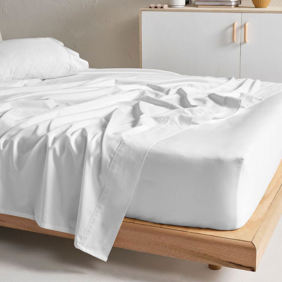 Linen House Augusta White Cotton Flat Sheet