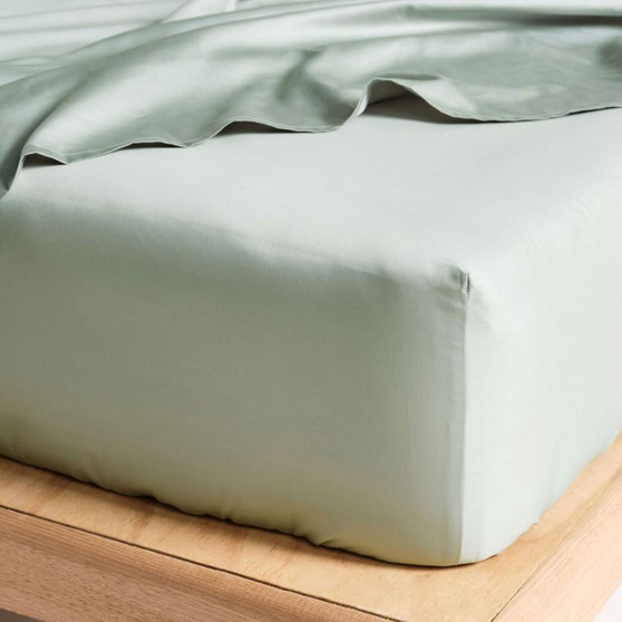 Linen House Augusta Green Gum Cotton Fitted Sheet