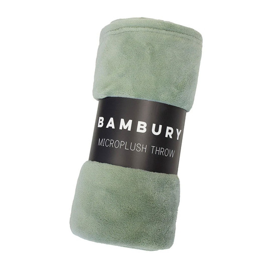 Bambury Microplush Throw in Sage Green Packaged