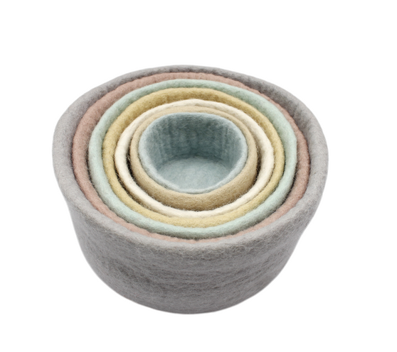 Pastel Nested Felt Bowls | Papoose Toys