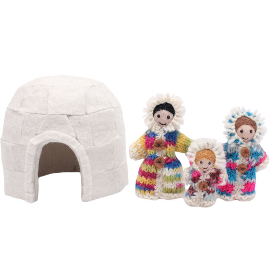 Inuit Family and Iglu Wool Felt