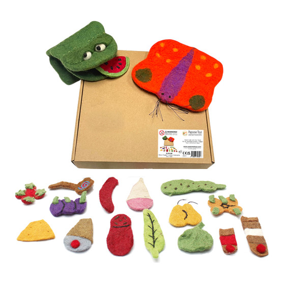 Papoose Wool Felt Story Puppet Combo The Hungry caterpillar