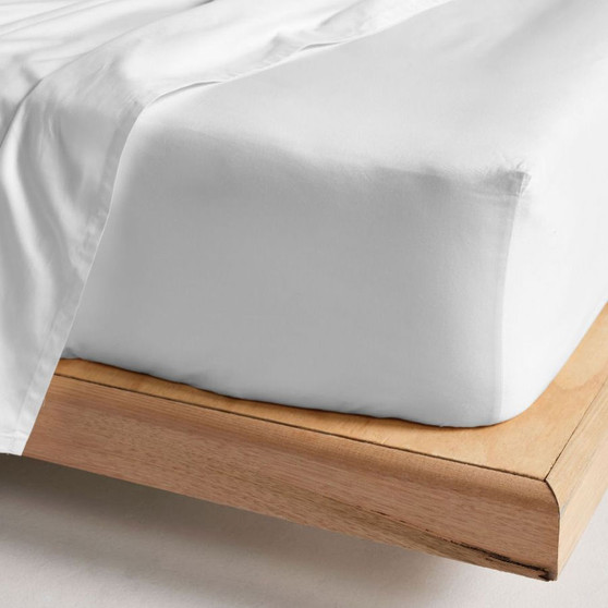 Linen House Augusta White Cotton Fitted Sheet 50cm Wall