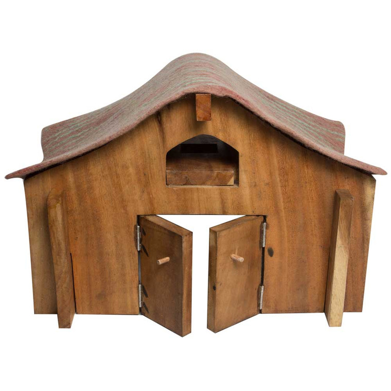 Wooden Barn With Felt Roof and Ladder by Papoose Toys