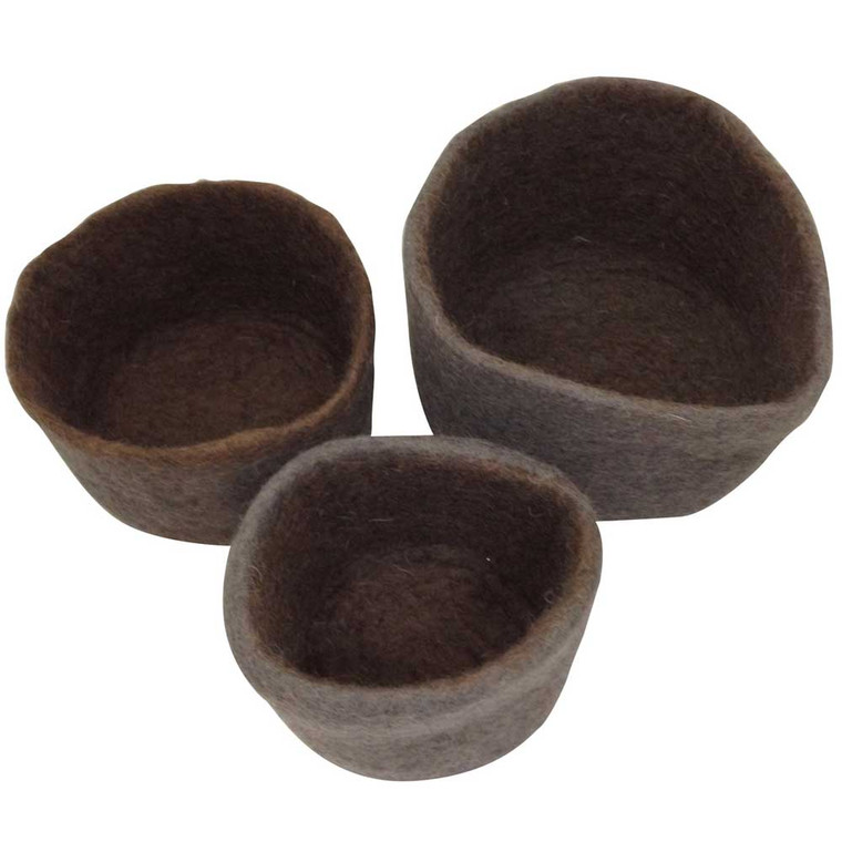 Nested Felt Bowls 3 Piece Set by Papoose Toys|Grey