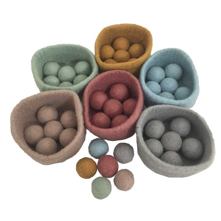 Earth Ball Bowl Set 6 colours Ball/Bowl Set by Papoose Toys|