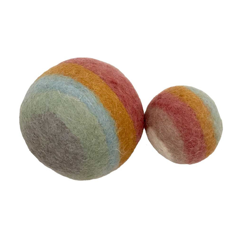 Earth Rainbow Balls 2 Piece Set Felt Balls by Papoose Toys|