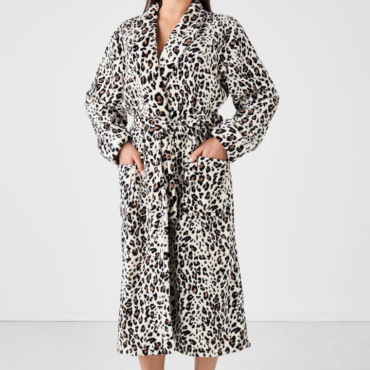 Plush Leopard Bath Robe by Linen House|