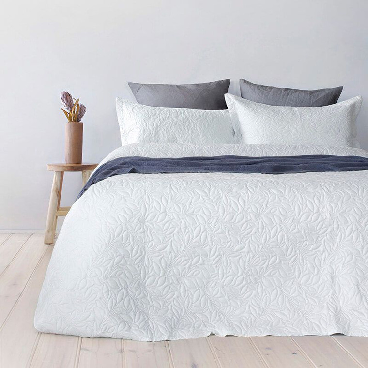 Botanica White Coverlet and Sham Set by Bambury|