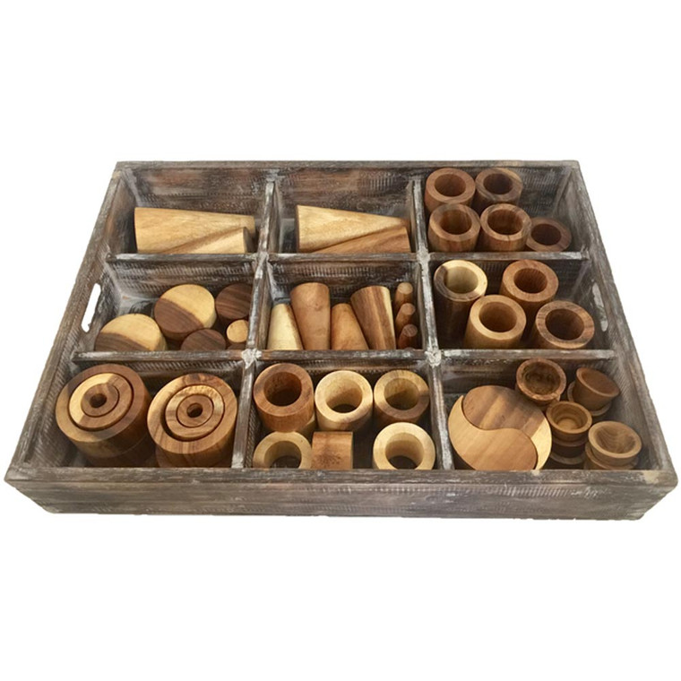 Loose Parts Tray - Natural 1 72 Pieces by Papoose Toys