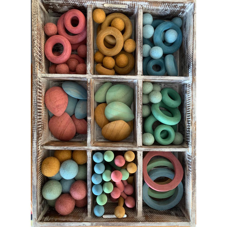 Loose Parts Tray - Earth 2 68 Pieces by Papoose Toys