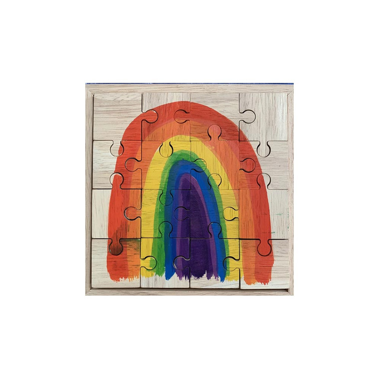 Hand Painted Bright Rainbow Arch wooden Jigsaw Puzzle by Papoose Toys