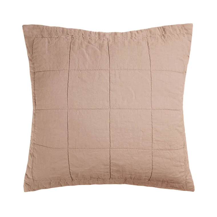 French Flax Linen Rose Quilted European Pillowcase | Bambury