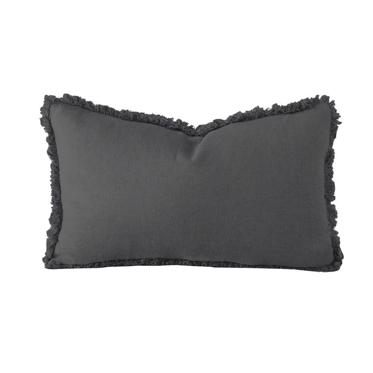 Linen Charcoal Cushion 30x60cm | Bambury