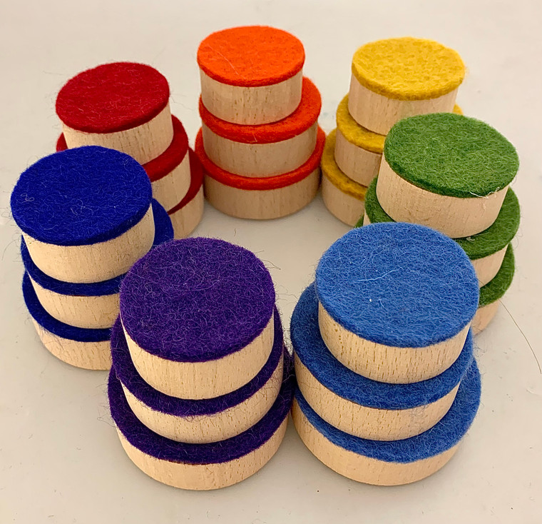 Rainbow wood and felt discs