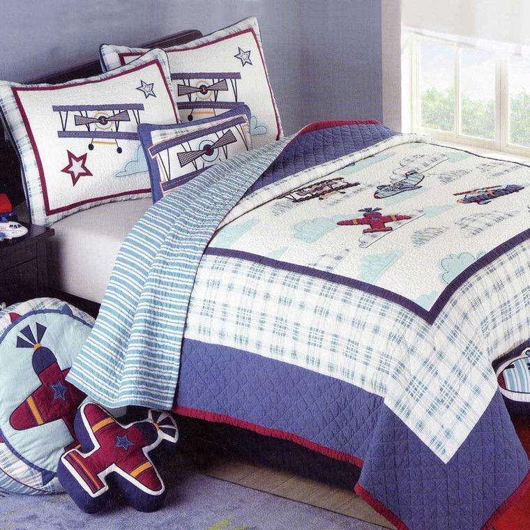 Macey and Moore Airplane Coverlet Set|
