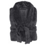 Folded Bambury Microplush robe in Magnet (Dark Grey), highlighting soft coral fleece fabric
