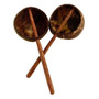 Two coconut scoops with rounded edges ideal for water or sand play.