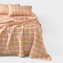 250TC cotton sateen fitted sheet with colourful check pattern