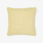 Linen House Bellbrae cushion in Butter, quilted cotton muslin with frayed edges