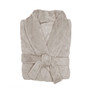 Folded Bambury Microplush Bath Robe in Stone, highlighting ultra-soft coral fleece fabric