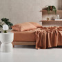 Pure linen sheet set by Linen house in Clay colour showing soft texture and relaxed look