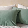 Seafoam cotton sateen  pillowcases close-up fabric detail