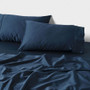 Linen House Augusta Navy 500TC Cotton Sheet set|