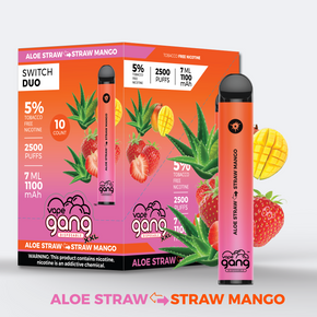 Vape Gang Switch Duo 2,500 Puffs - 2-in-1 disposable vapes - Aloe Strawberry / Strawberry Mango - 2 flavors in 1 disposable vape device