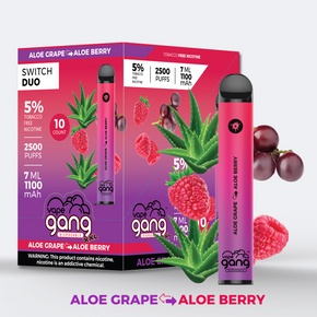 Vape Gang Switch Duo 2,500 Puffs - 2-in-1 disposable vapes - Aloe Grape / Aloe Berry - 2 flavors in 1 disposable vape device