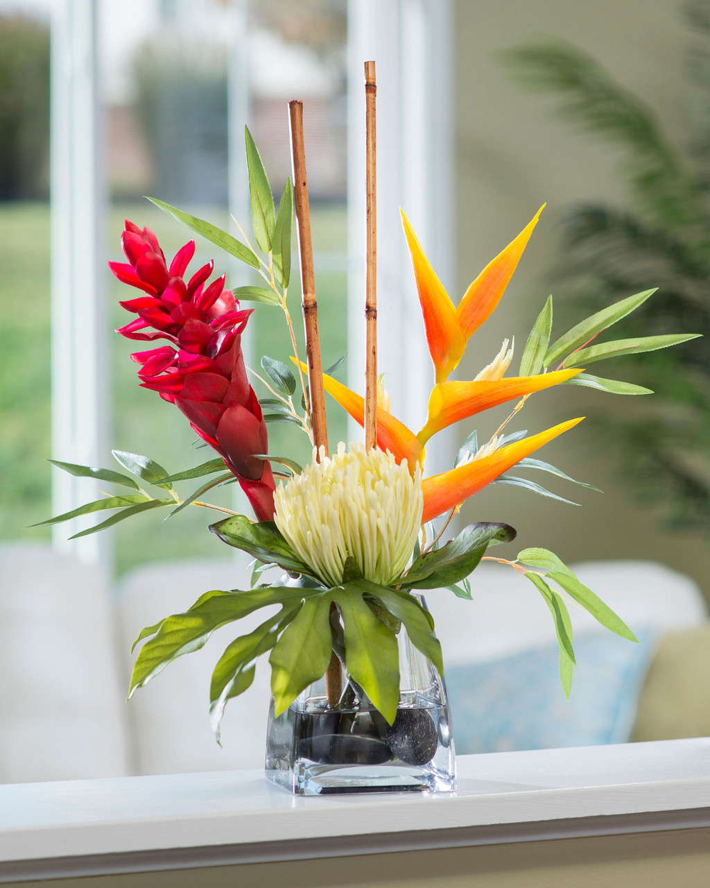 Protea & Torch Ginger Accent Artificial Flower Arrangement