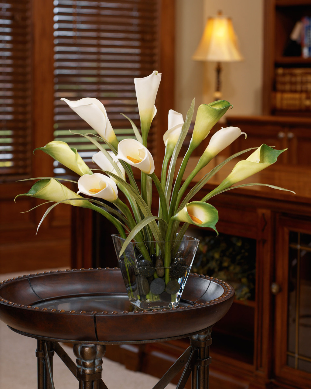 Calla Lily & Foliage Silk Flower Centerpiece - Petals.com
