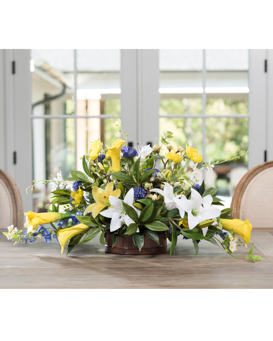 Lilies Delphinium Silk Flower Centerpiece - Main Image