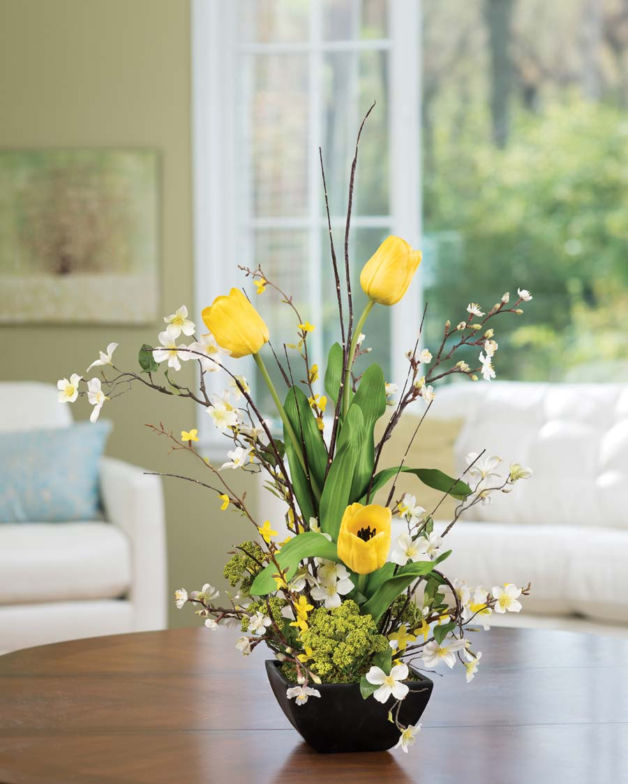 Cherry Blossom, Dogwood & Tulip Silk Flower Arrangement