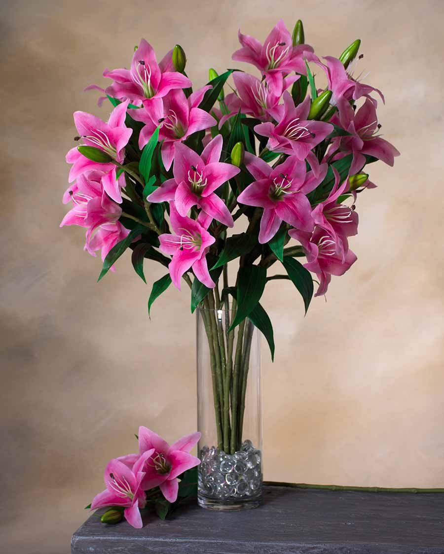 30" Tiger Lily Silk Flower Stem Yellow