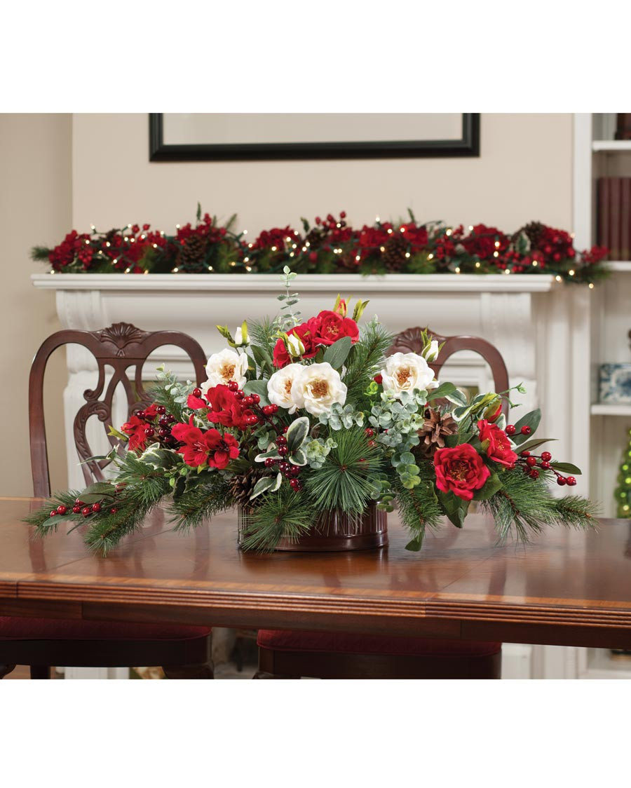 Holly, Pine & Berries Artificial Holiday Centerpiece