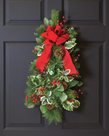 Holly, Pine & Berries Artificial Holiday Door or Wall Tree