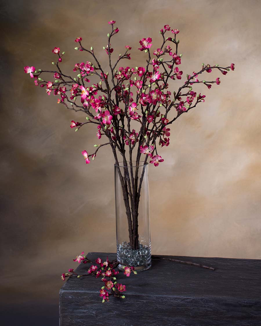 27" Silk Cherry Blossom Faux Flower Stem