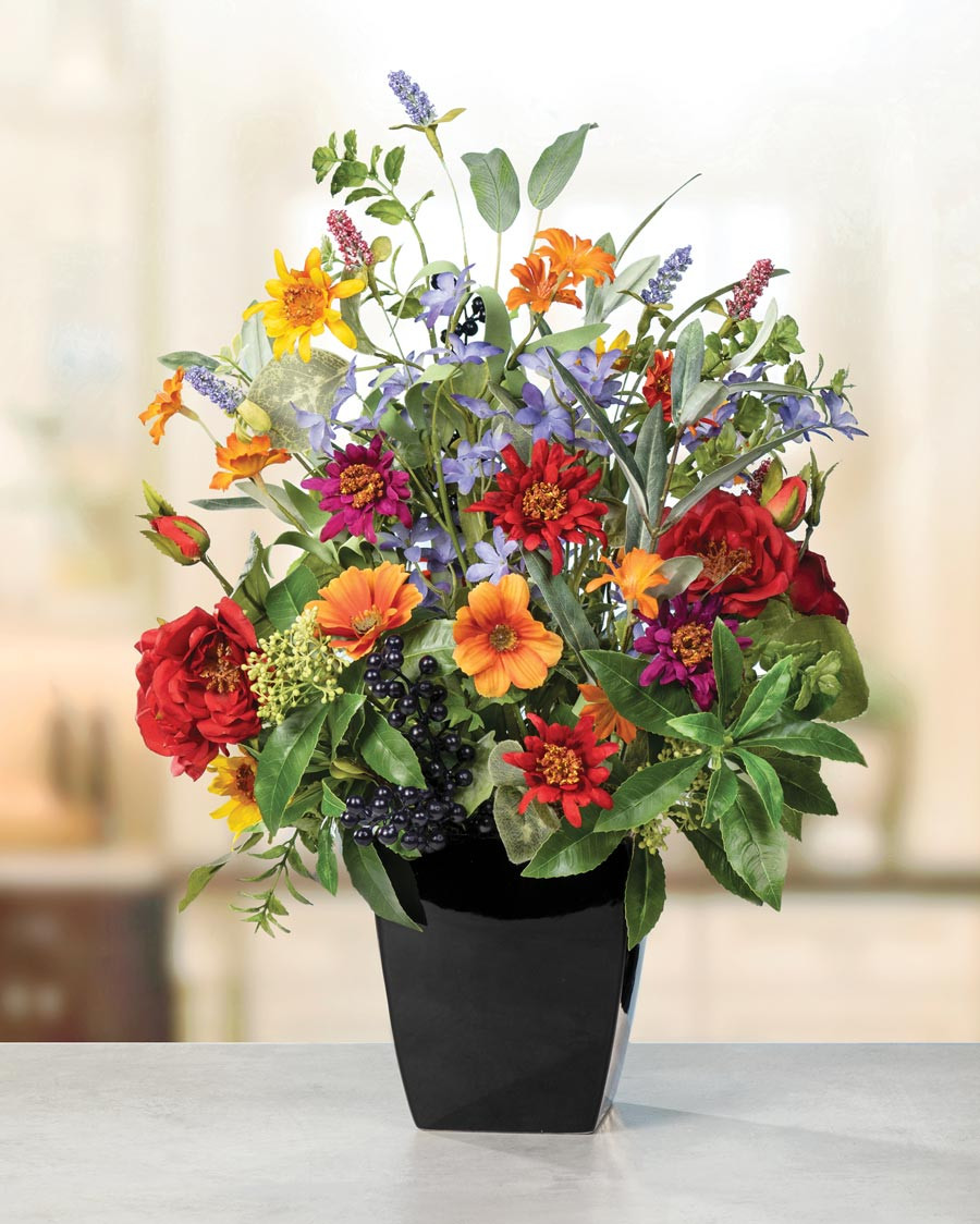Buy delightful Sunshine Garden Bouquet Silk Flower Arrangement Petals.