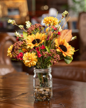 Sunflower & Zinnia Artificial Autumn Accent