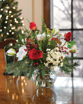 Magnolia & Rose Silk Flower Centerpiece, By Petals.