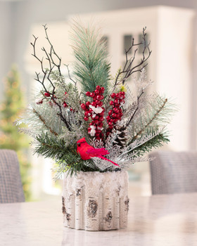 Poinsettia & Hydrangea Artificial Christmas Centerpiece