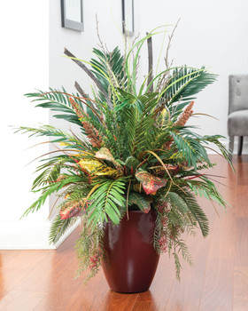 Cycas, Palm & Croton Faux Foliage Arrangement by Petals.