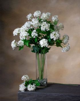 Cream Snowball Hydrangea Silk Flower Stem Spray